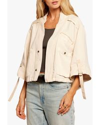 Current/Elliott - The Blissful Linen Blend Cropped Utility Jacket - Lyst