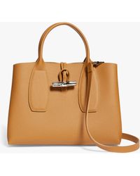 Longchamp - Roseau Medium Leather Top Handle Bag - Lyst