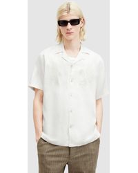 AllSaints - Aquila Eagle Embroidered Relaxed Fit Satin Shirt - Lyst