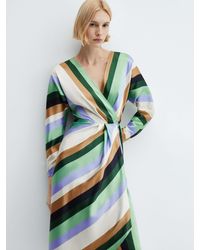 Mango - Verdi Stripe Midi Wrap Dress - Lyst