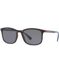 Prada - Linea Rossa Ps 01ts Polarised Rectangular Sunglasses - Lyst