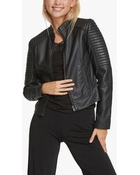 Sisters Point - Duna Faux Leather Ribbed Detail Biker Jacket - Lyst