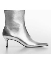 Mango - Dadly Kitten Heel Leather Ankle Boots - Lyst