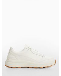 Mango - Run Leather Mix Lace-up Trainers - Lyst