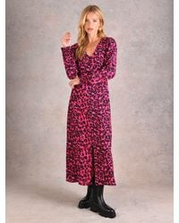 Ro&zo - Leopard Print Tiered Midi Dress - Lyst