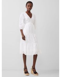 French Connection - Broderie Anglaise Midi Dress - Lyst
