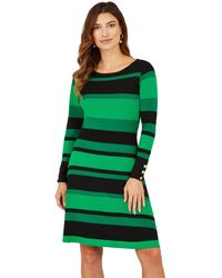 Yumi' - Striped Knitted Skater Dress - Lyst