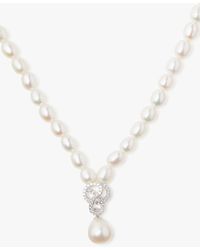 Lido - Freshwater Rice Pearl Knot Swirl Drop Collar Necklace - Lyst