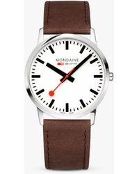 Mondaine - A638.30350.12sbg Simply Elegant Leather Strap Watch - Lyst