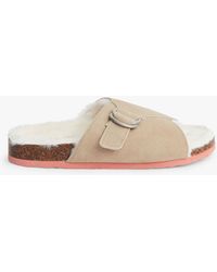 White Stuff Penelope Suede Cosy Footbed Slippers - Natural