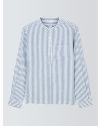 John Lewis - Linen Striped Grandad Collar Beach Shirt - Lyst
