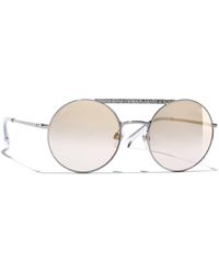 Chanel Round Sunglasses Ch4245 Gunmetal/rose in Pink