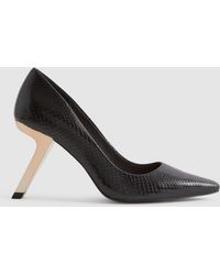 Reiss - Monroe Leather Angled Heel Court Shoes - Lyst