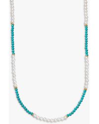 Daisy London - Turquoise And Pearl Beaded Necklace - Lyst