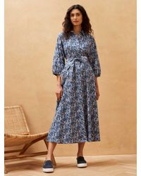 Brora - Abstract Print Organic Cotton Midi Shirt Dress - Lyst