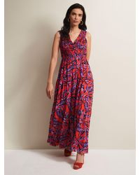Phase Eight - Recycled Leaf Print Pleated Maxi Dress - Lyst