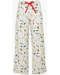 Radley & Friends Cotton Printed Pyjama Wide Leg Trousers - Multicolour