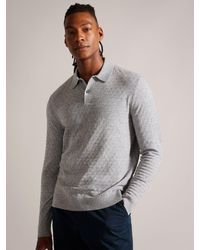 Ted Baker - Morar Long Sleeve Stitch Knitted Polo - Lyst