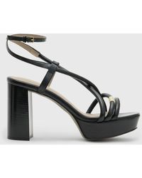 AllSaints - Bella Leather Platform Sandals - Lyst