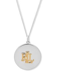 Ralph Lauren - Lauren Sterling Silver Round Logo Pendant Necklace - Lyst