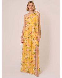 Adrianna Papell - One Shoulder Floral Chiffon Maxi Dress - Lyst