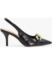 Dune - Canary Leather Croc Slingback Court Shoes - Lyst
