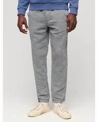 Superdry - Loose Fit Textured Drawstring Linen Trousers - Lyst