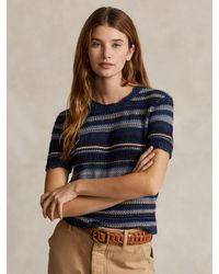 Ralph Lauren - Polo Stripe Crochet Knit Top - Lyst