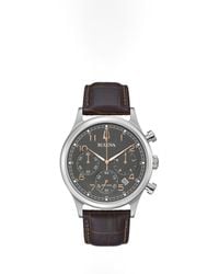 Bulova - 96b356 Chronograph Date Leather Strap Watch - Lyst