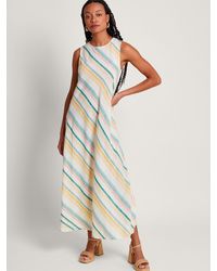 Monsoon - Aubree Diagonal Stripe Linen Blend Maxi Dress - Lyst