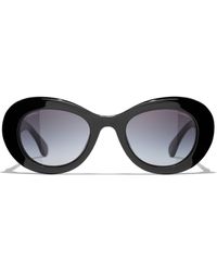 Chanel - Oval Sunglasses Ch5469b Black/grey Gradient - Lyst