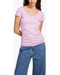 Sisley - V-neck Cotton Blend T-shirt - Lyst