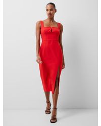 French Connection - Echo Crepe Bust Detail Midi Dress - Lyst