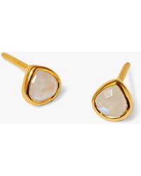 Orelia - Luxe Semi Precious Moonstone Teardrop Stud Earrings - Lyst