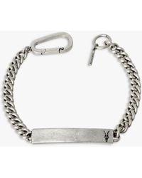 AllSaints - Logo Plate Chain Sterling Silver Bracelet - Lyst