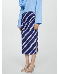 Mango - Salome Stripe Slit Midi Skirt - Lyst