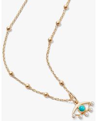 Daisy London - Evil Eye Turquoise & Pearl Pendant Necklace - Lyst