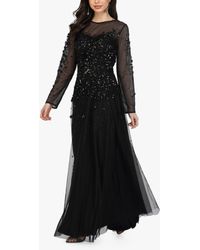 LACE & BEADS - Luciene Long Sleeve Embellished Maxi Dress - Lyst
