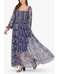 LACE & BEADS - Lana Floral Print Off Shoulder Maxi Dress - Lyst