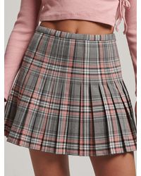 Superdry - Vintage Pleated Check Mini Skirt - Lyst