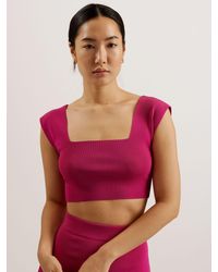 Ted Baker - Brenha Rib Knit Square Neck Crop Top - Lyst