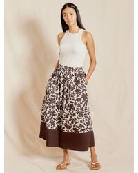 Albaray - Organic Cotton Floral Print Midi Skirt - Lyst