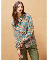 Brora - Liberty Floral Print Pie Crust Collar Silk Shirt - Lyst
