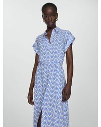 Mango - Apple Abstract Print Shirt Midi Dress - Lyst