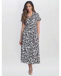 Gina Bacconi - Ivonne Floral Print Midi Shirt Dress - Lyst