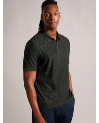Ted Baker - Short Sleeve Regular Textured Zip Polo Shirt - Lyst