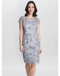 Gina Bacconi - Petite Raquelle Embroidered Cap Sleeve Dress - Lyst