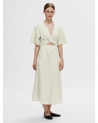 SELECTED - Vittoria Stripe Organic Cotton Midi Dress - Lyst