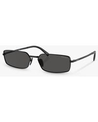 Prada - Pr A60s Rectangular Metal Frame Sunglasses - Lyst