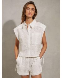 Reiss - Nia Embroidered Cotton Boxy Shirt - Lyst